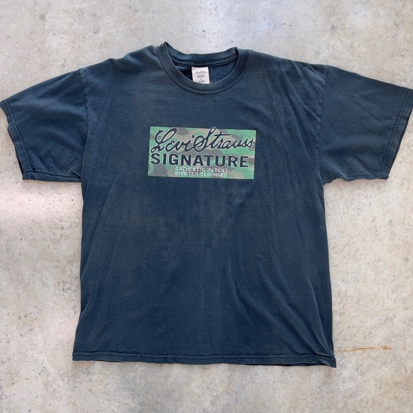 Levi Strauss Signature Other - Levi Strauss Signature‎ T-Shirt Mens XL Black Camo Box Logo Graphic Tee
